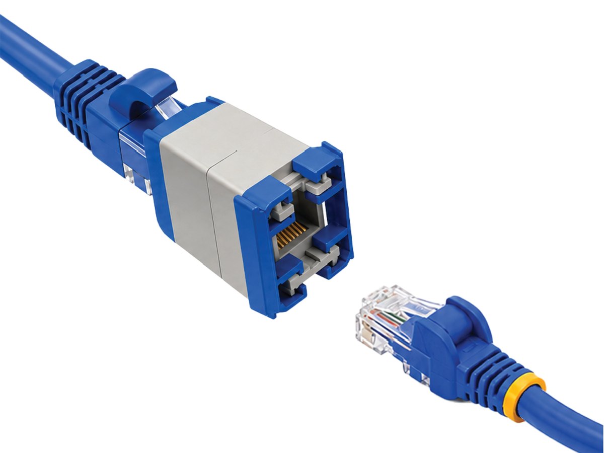 CATLOK Pro locking Ethernet coupler connecting two RJ45 cables