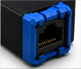 Close-up of the blue retention features on Catlok